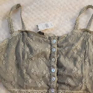 P.O.L  Lace Crop Top Medium Green NWT Summer Spring